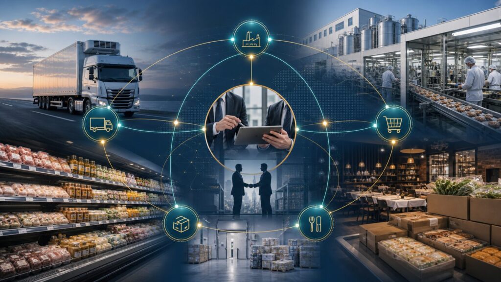 食品M&Aの買い手候補と販路を整理するネットワーク図
