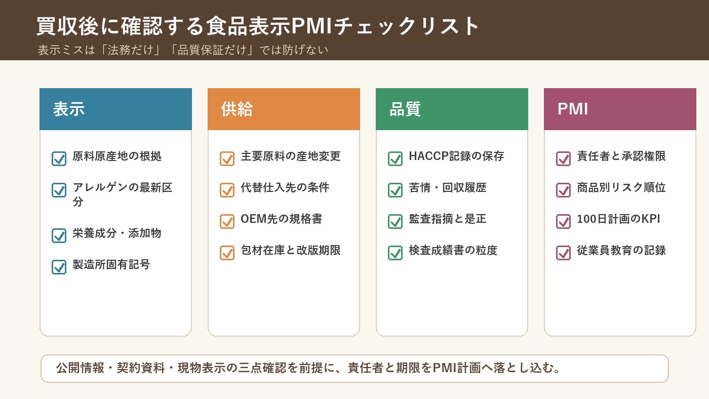 買収後に確認する食品表示PMIチェックリスト