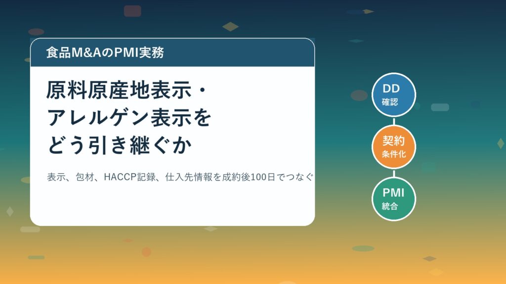 食品M&AのPMIで原料原産地表示とアレルゲン表示を引き継ぐ流れ